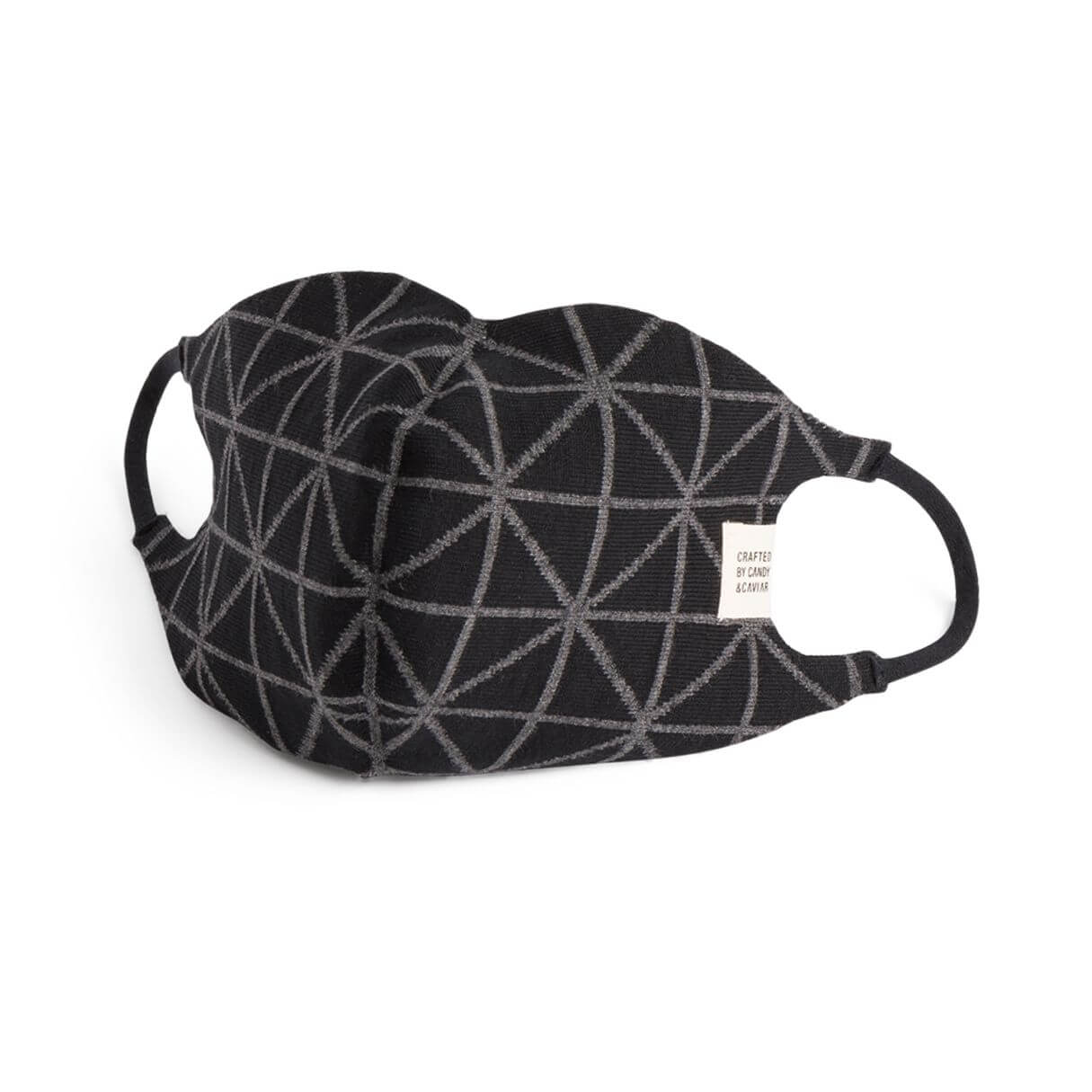 Stitch Fix Workout Face Mask with geometric pattern in black and grey.