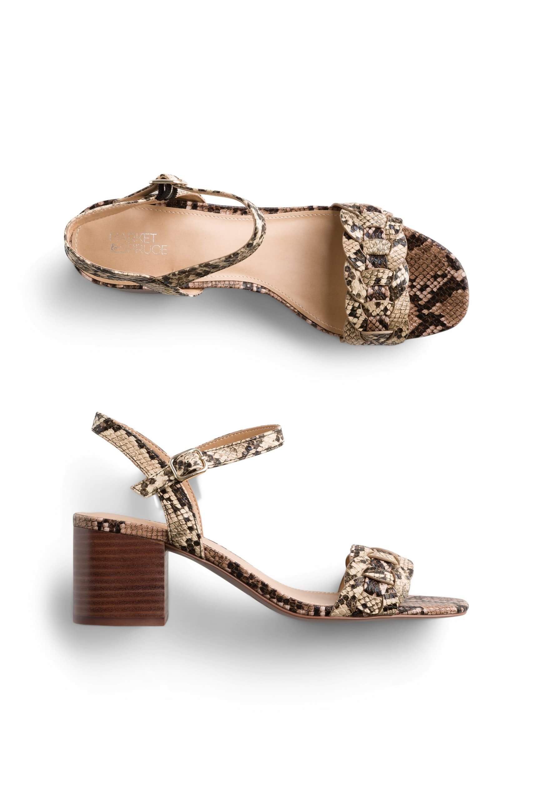 Stitch Fix Women’s brown and black snakeskin strappy sandals.