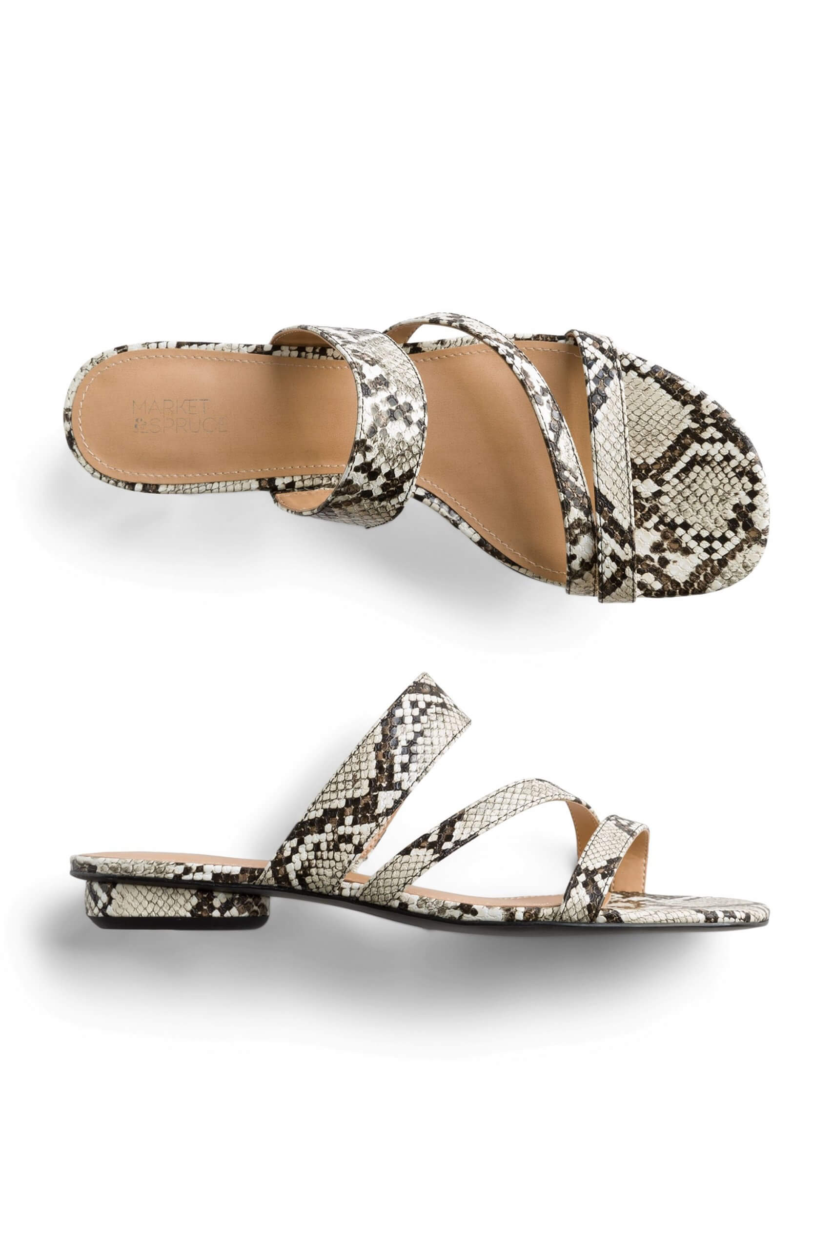 Stitch Fix women’s snakeskin sandals with straps.
