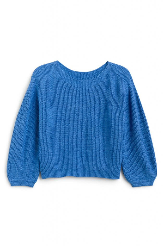Stitch Fix women’s blue peplum-sleeved sweater.