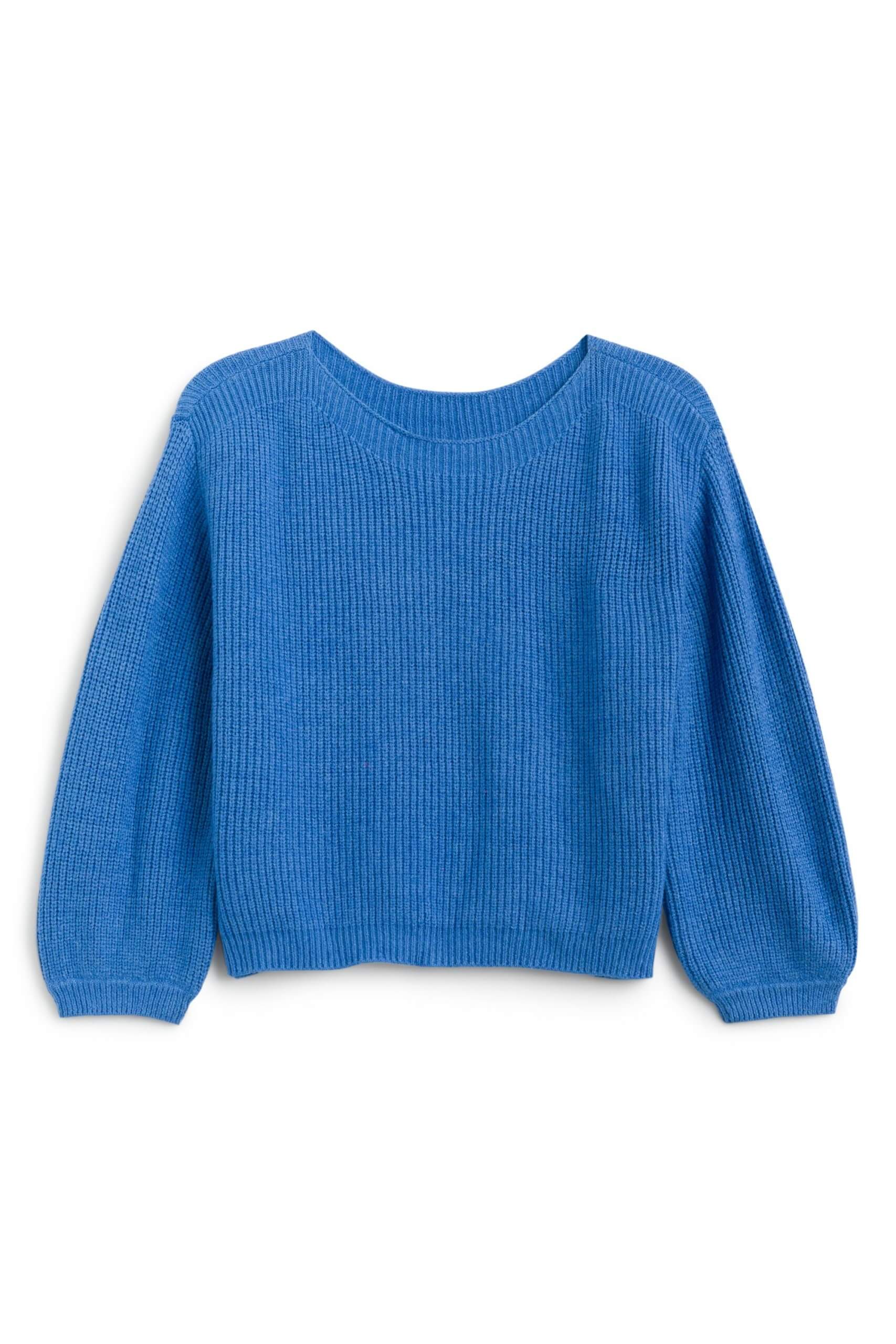 Stitch Fix women’s blue peplum-sleeved sweater.