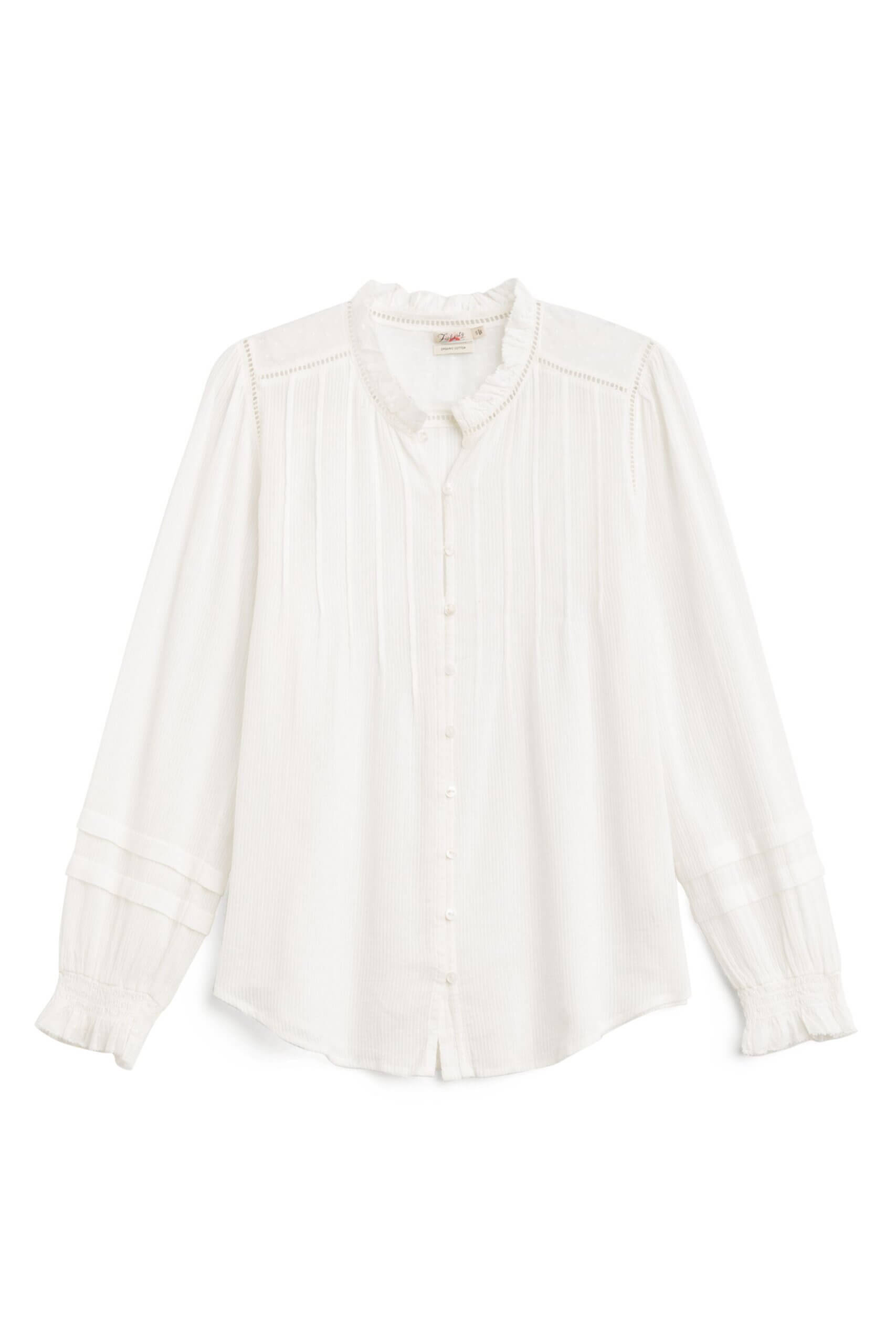 Stitch Fix women’s white long-sleeve button-front blouse.