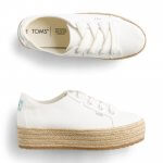 Stitch Fix women’s white sneakers with woven Espadrille platform base.