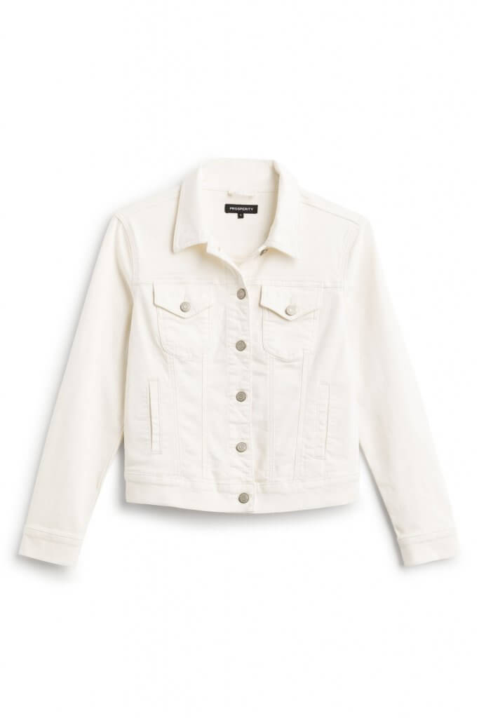 Stitch Fix women’s white denim jacket.
