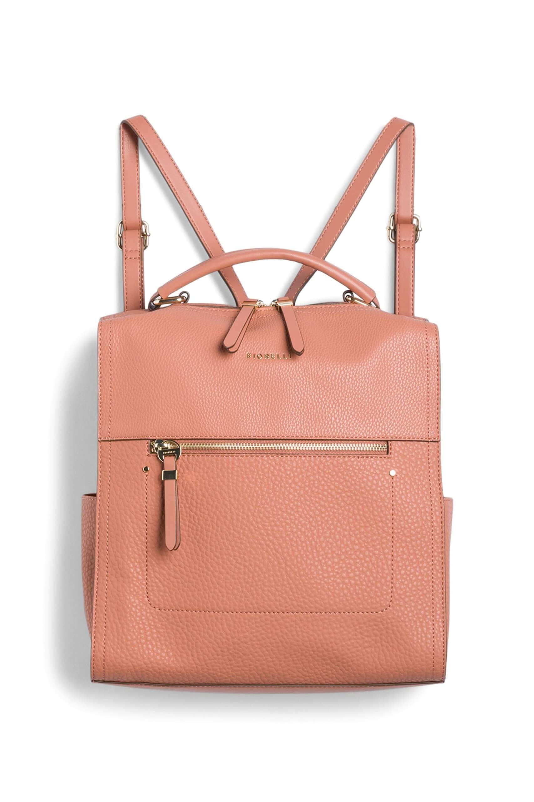Stitch Fix women’s faux leather pink backpack with gold zipper detailing and hardware.