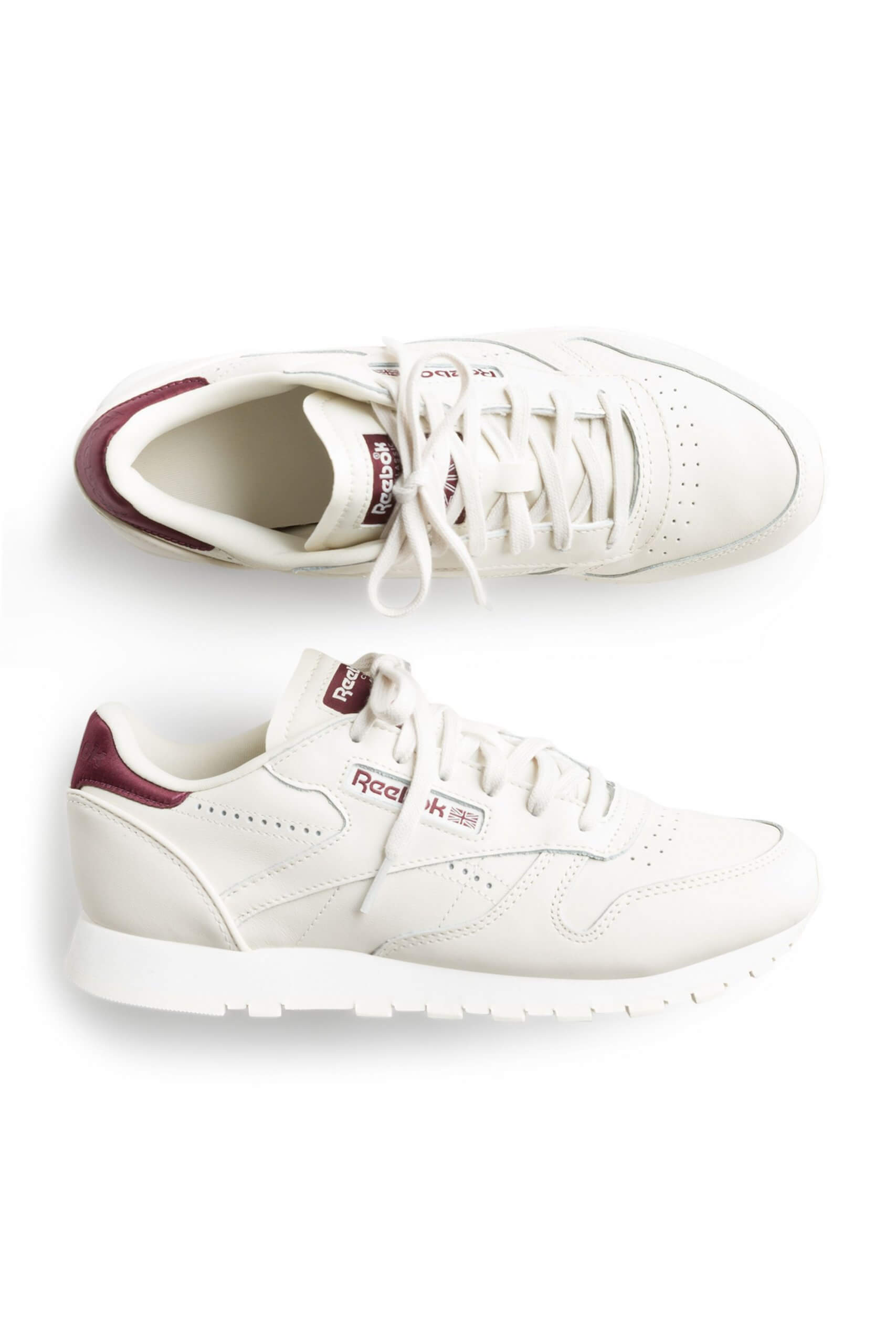 Stitch Fix women’s burgundy and white sneakers.