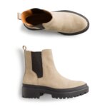 Stitch Fix women’s beige Chelsea boots with black lug sole.