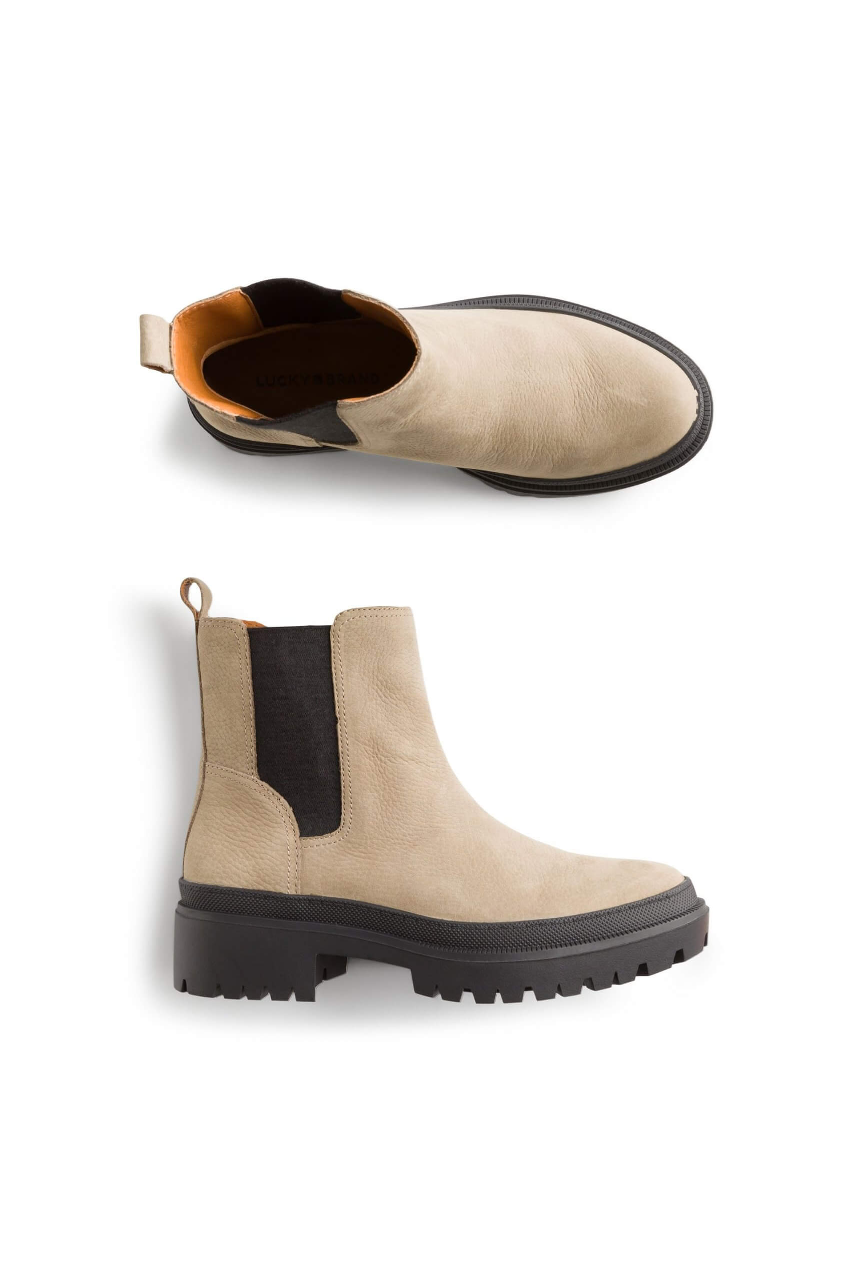 Stitch Fix women’s tan suede lug boots.