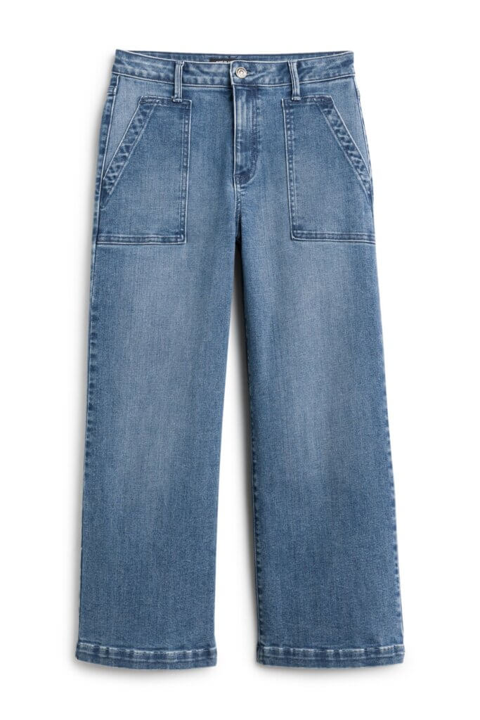 Stitch Fix women’s dark wash wide-leg jeans.