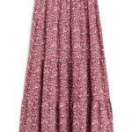 Stitch Fix women’s micro-floral pink tiered maxi skirt.