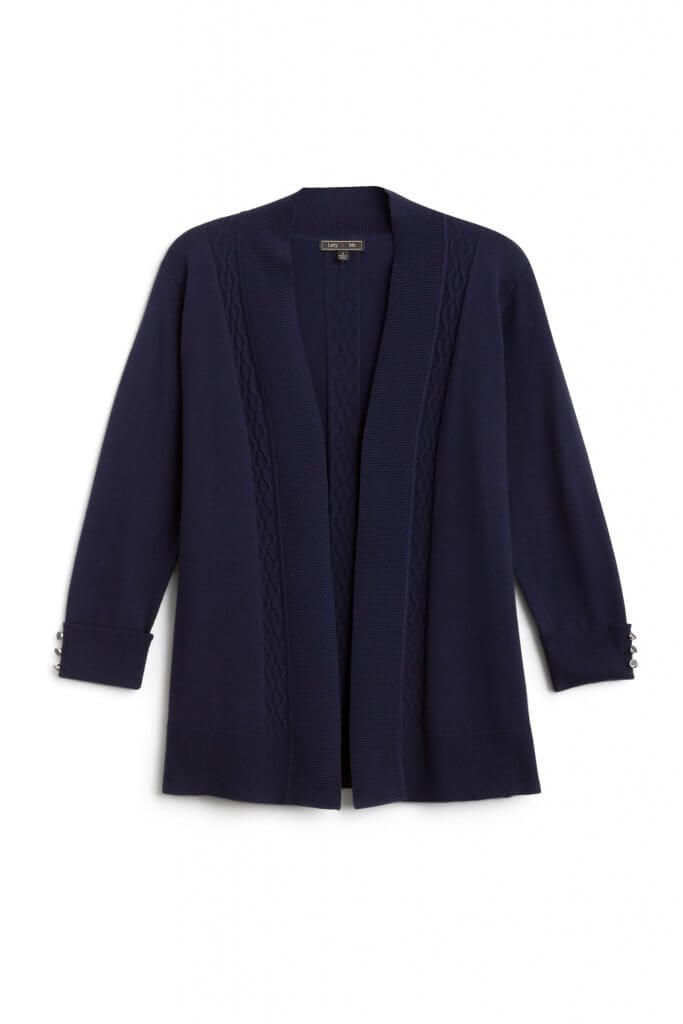 Stitch Fix Women’s navy collarless blazer.