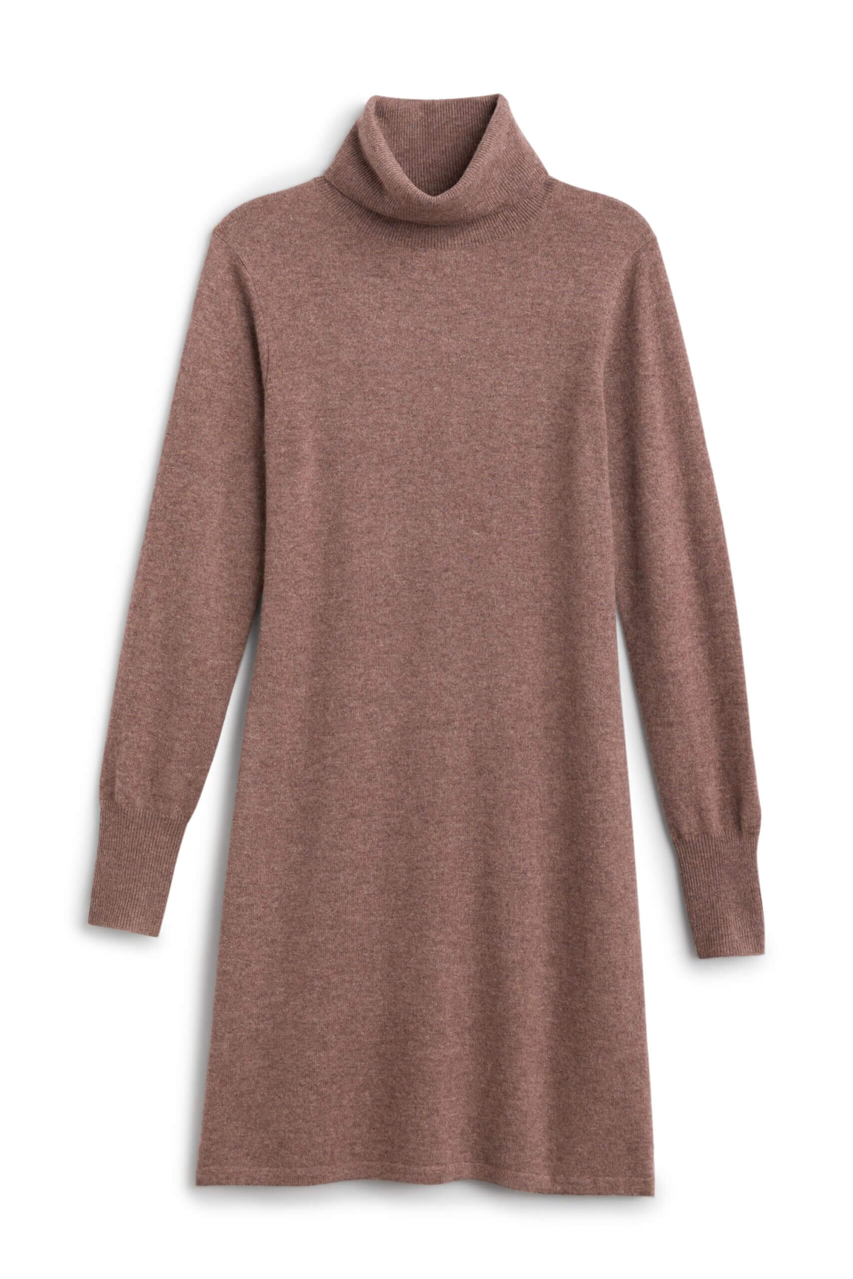 Stitch Fix women’s brown turtleneck sweater dress with long sleeves.