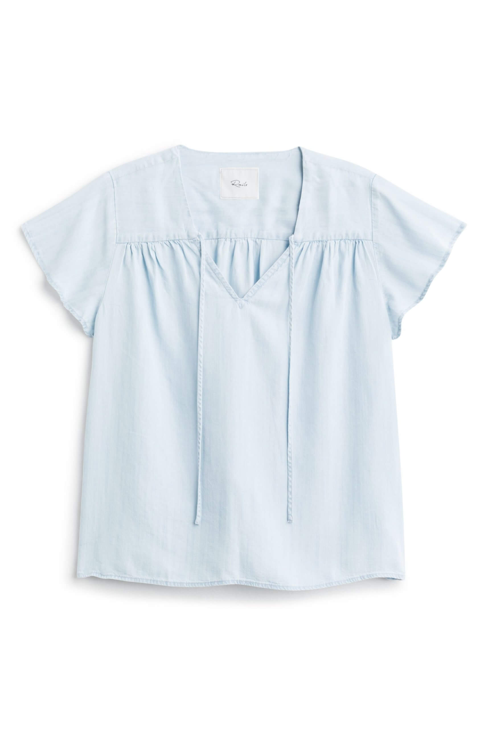 Stitch Fix Women's flutter sleeve chambray shirt.