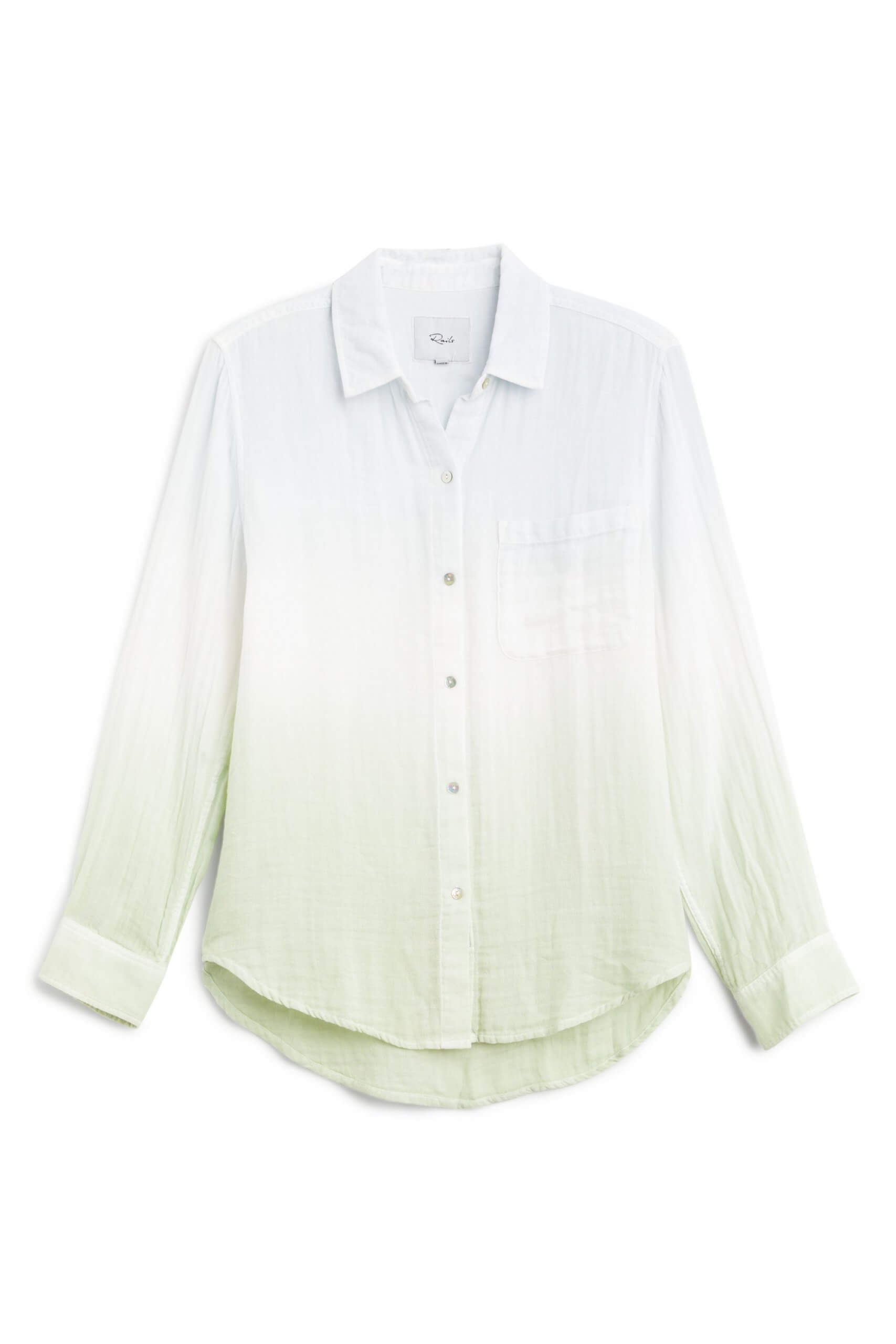 Stitch Fix Women's white ombre button-down shirt.