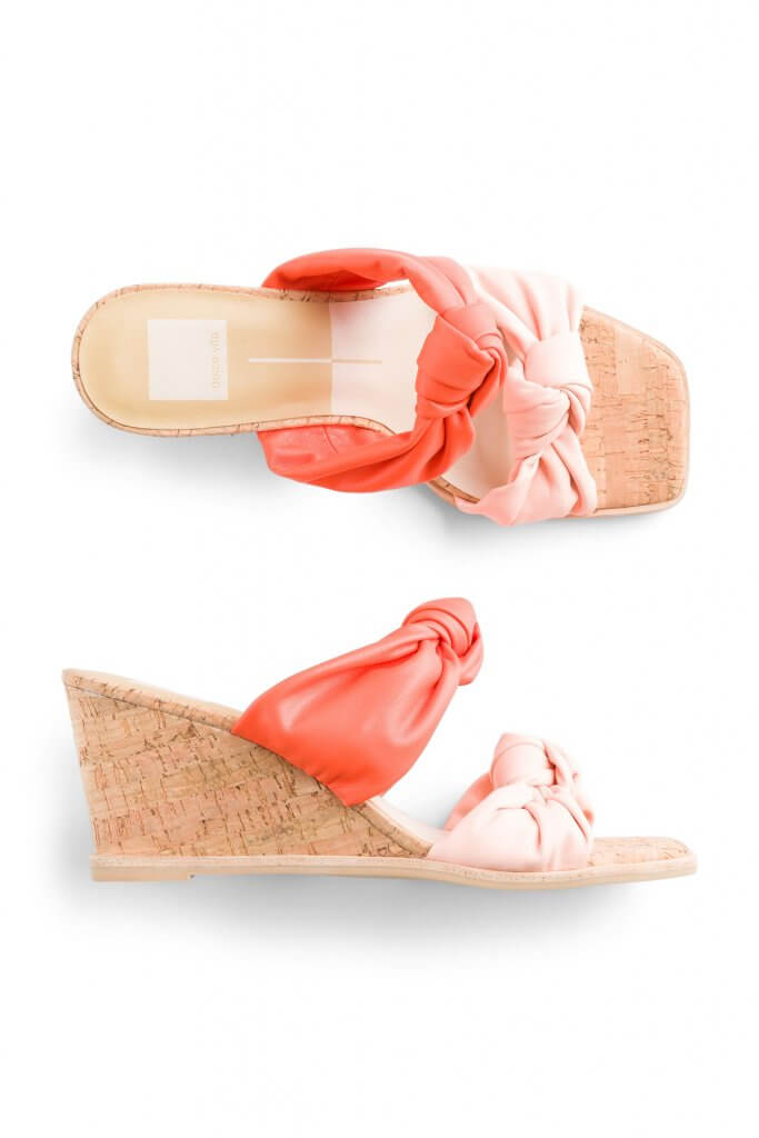 Stitch Fix wedges with knotted fabric straps.