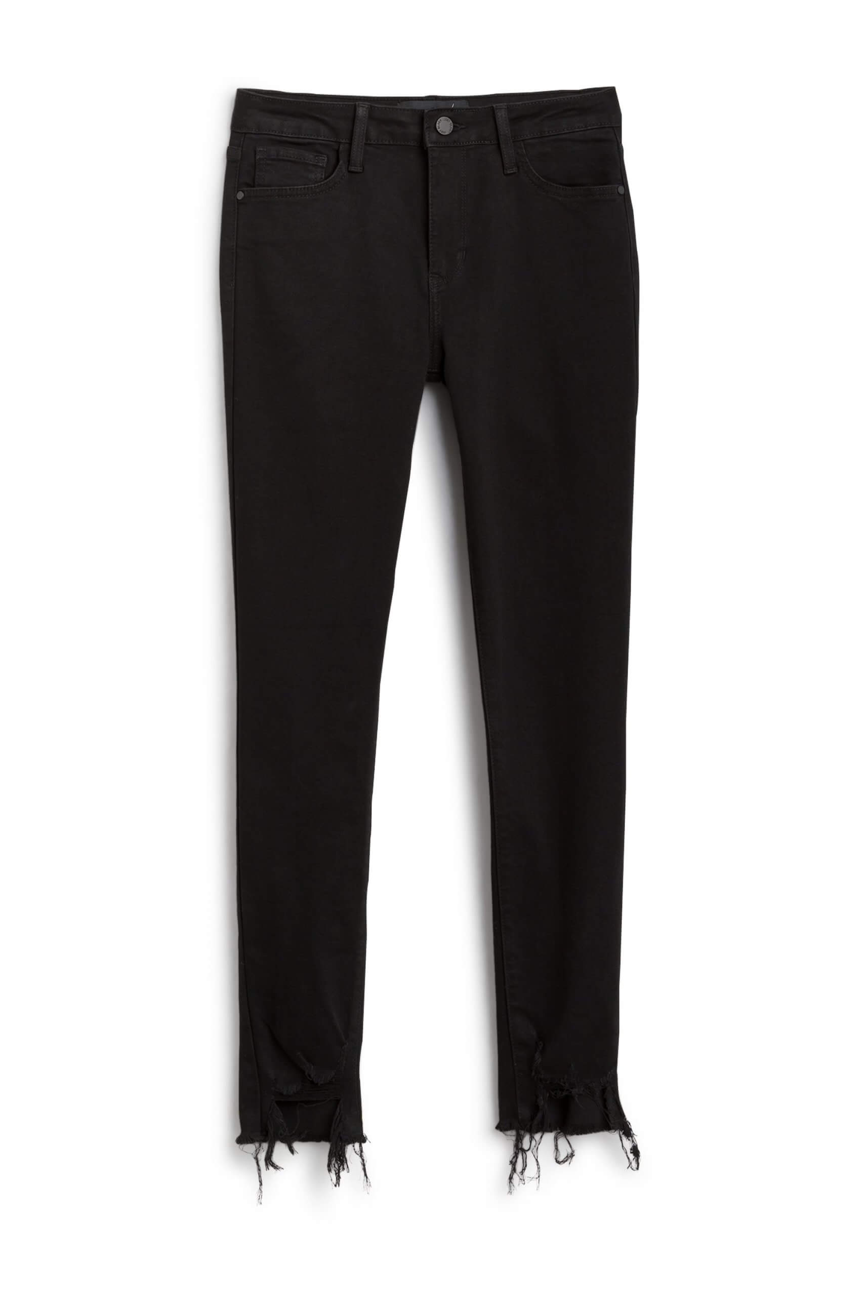 Stitch Fix women’s black skinny jeans with distressed hem.