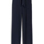 Stitch Fix women's navy blue, belted, high-waisted pants.