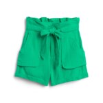 Stitch Fix women’s green tie-waist paperbag shorts.