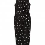 Stitch Fix Women’s fitted black printed maxi dress with tie-front detail.