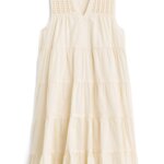 Stitch Fix women’s sleeveless beige tiered dress.