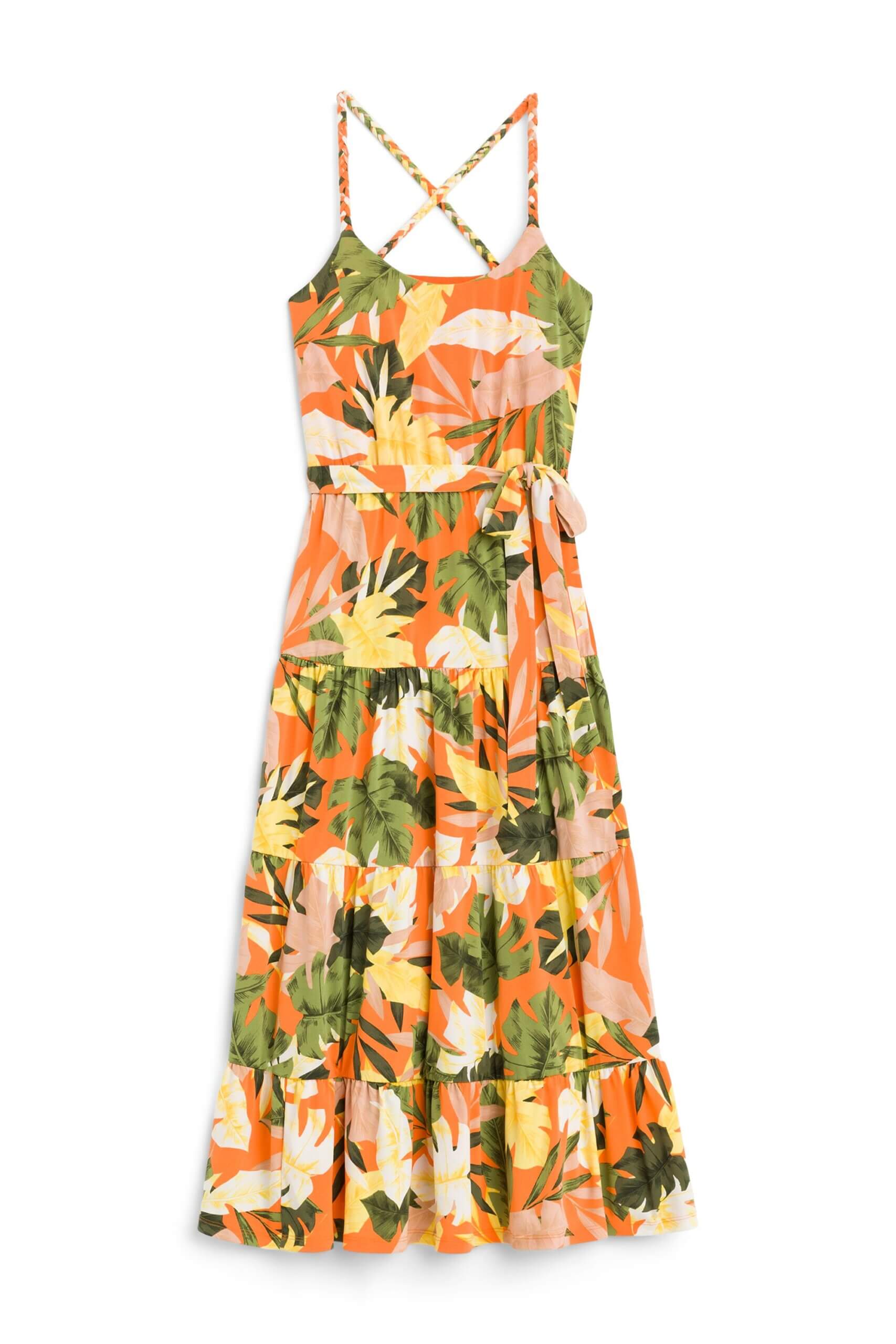 Stitch Fix women’s multi-colored tropical print strappy maxi dress.