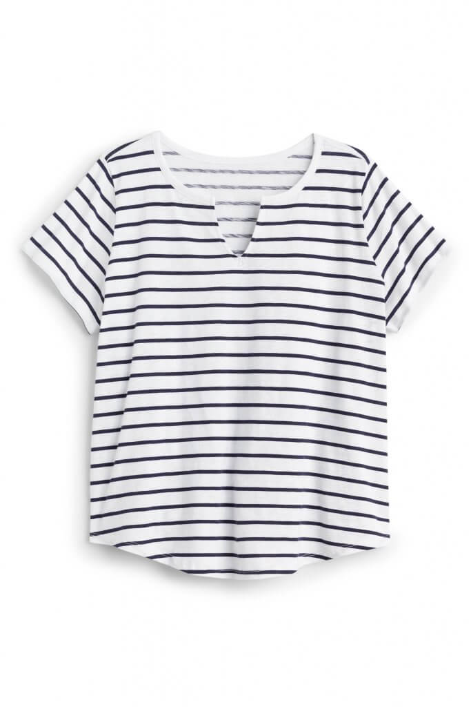 Stitch Fix women’s luxury fabric Pima cotton white and navy striped T-shirt.