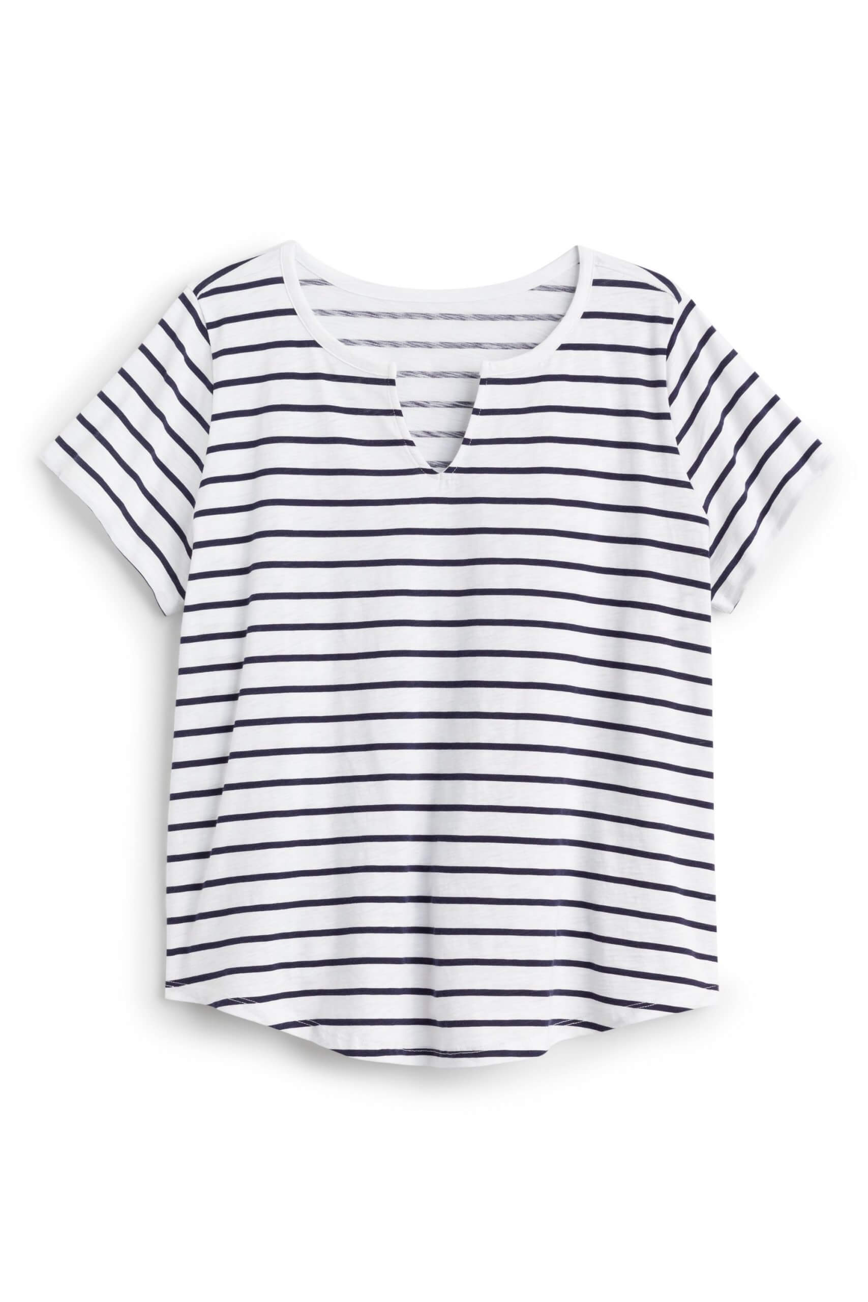 Stitch Fix women’s luxury fabric Pima cotton white and navy striped T-shirt.