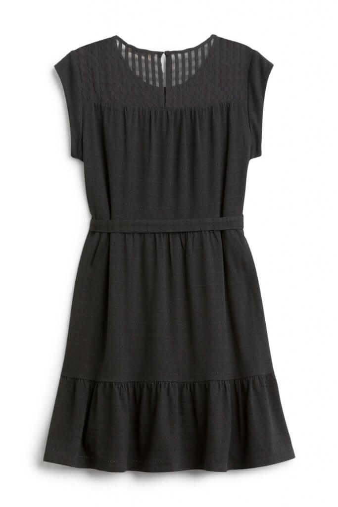 Stitch Fix women’s black dress with lace and cap sleeve detail.