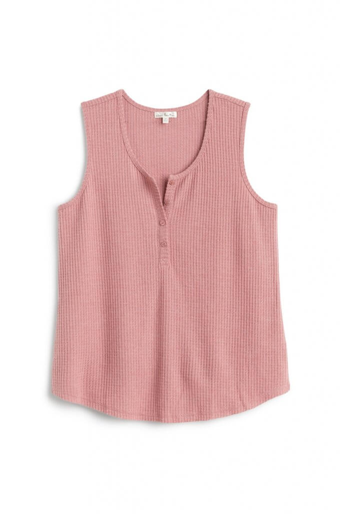Stitch Fix women’s dusty pink sleeveless henley tank.