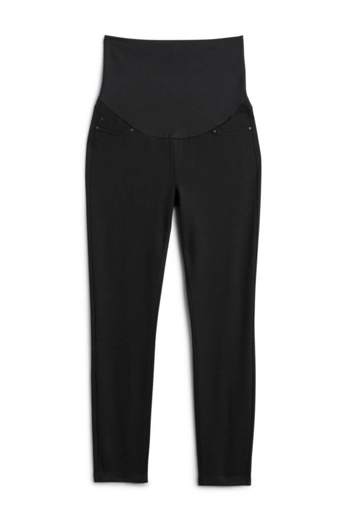 Stitch Fix women’s black maternity skinny jeans with elastic band at waist.