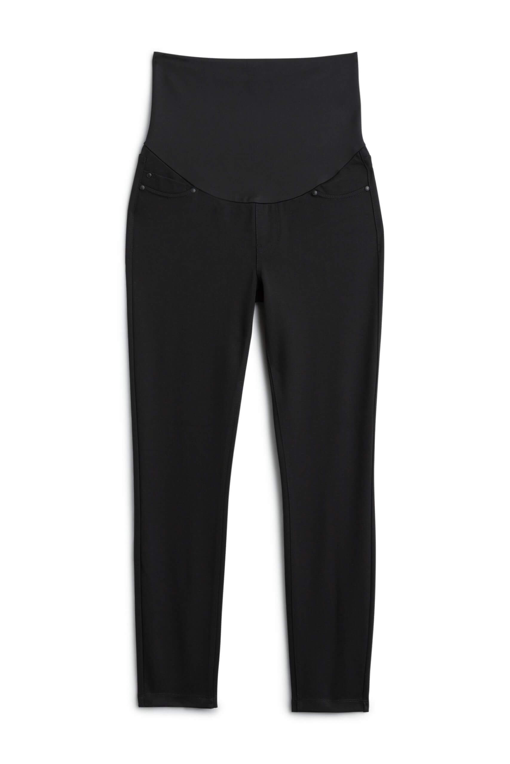 Stitch Fix women’s black maternity skinny jeans with elastic band at waist.