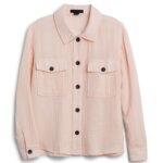 Stitch Fix women's pink button-down shacket. 