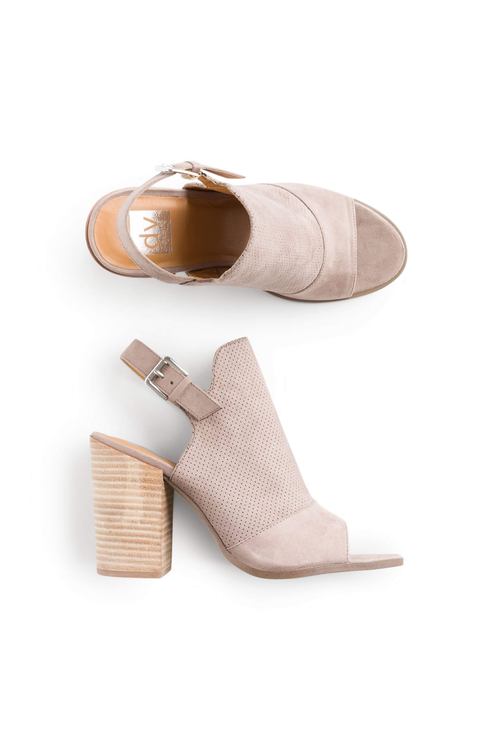 Stitch Fix Women's taupe slingback peep-toe booties.