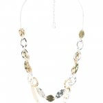 Stitch Fix women’s mixed metal layered necklace featuring silver and gold hammered discs.