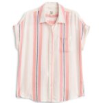 Stitch Fix women’s white, pink and blue short-sleeve button-down shirt.