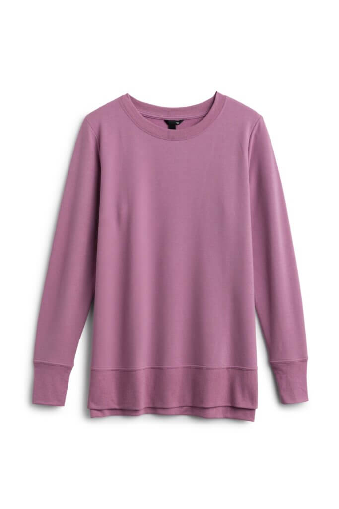 Stitch Fix women’s purple crew neck pullover.