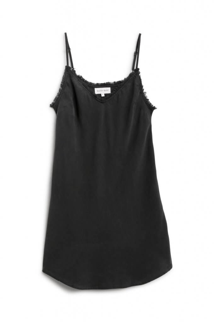 Stitch Fix women’s luxury fabric black silk slip dress.