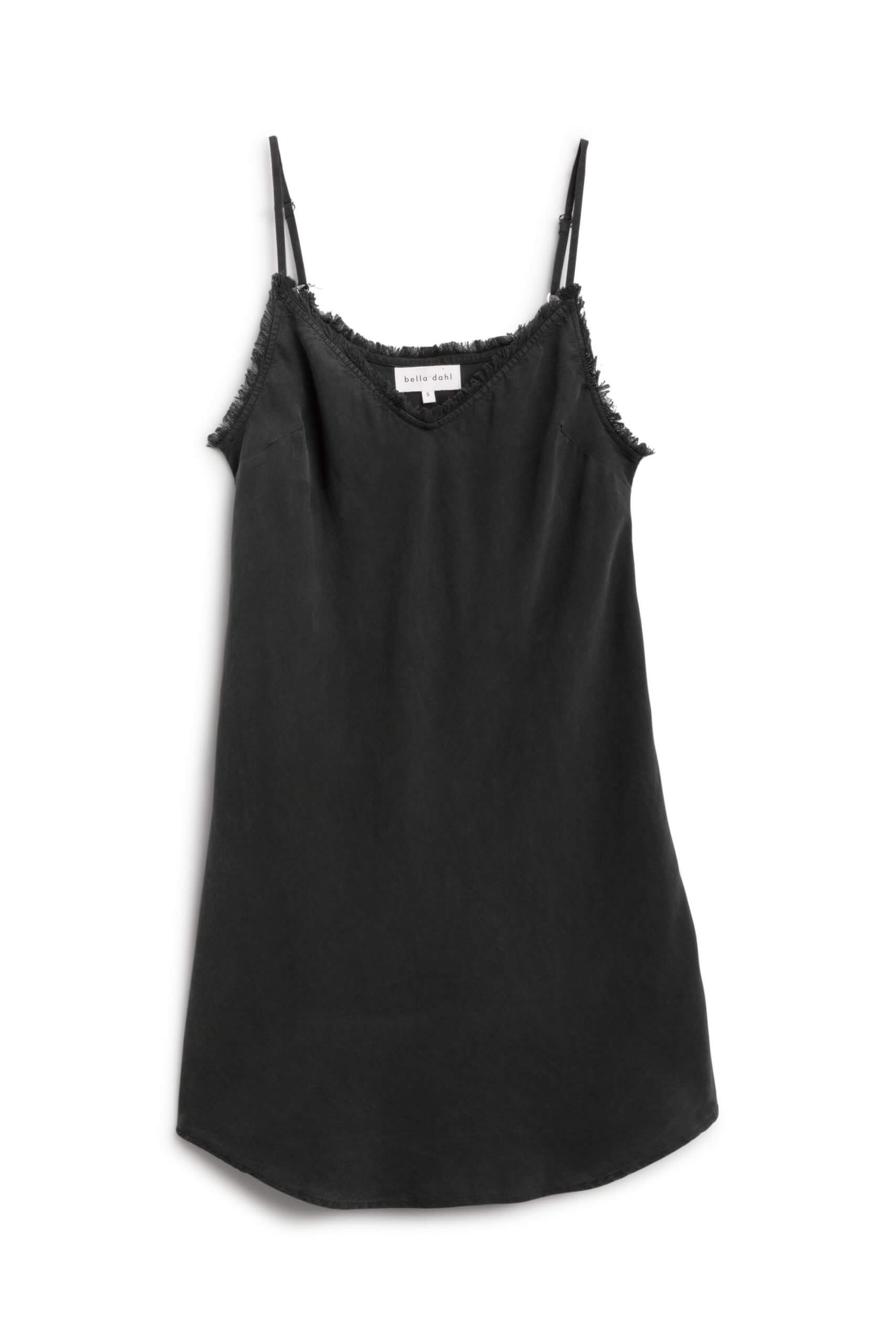 Stitch Fix women’s luxury fabric black silk slip dress.