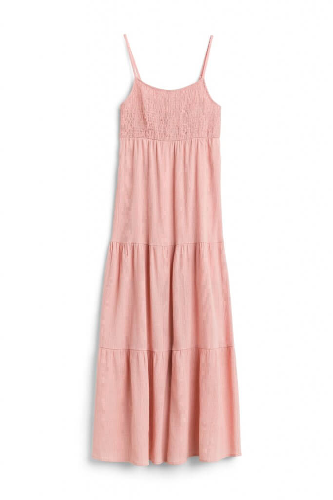 Stitch Fix women’s pink tiered maxi dress.