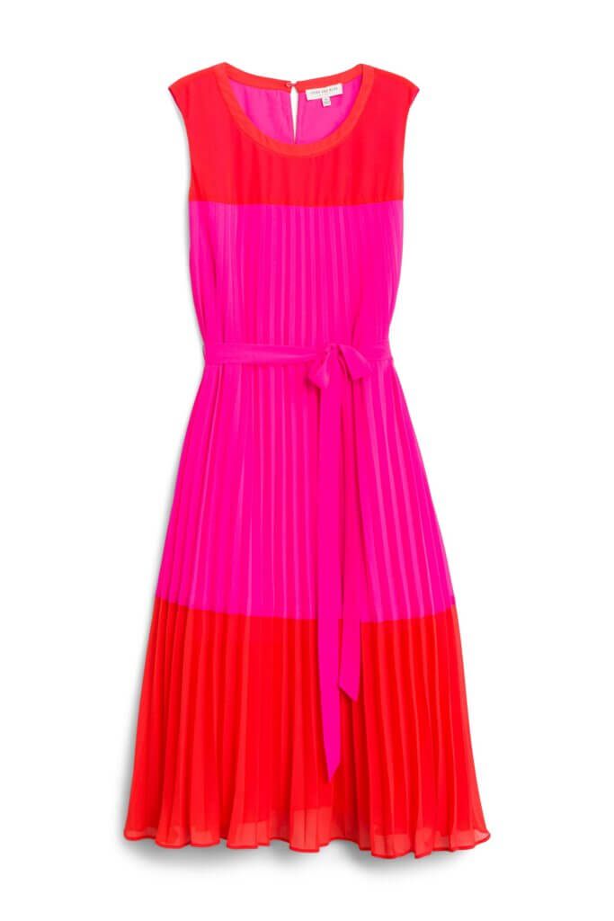 Stitch Fix women’s fuchsia and red dress with tie waist.