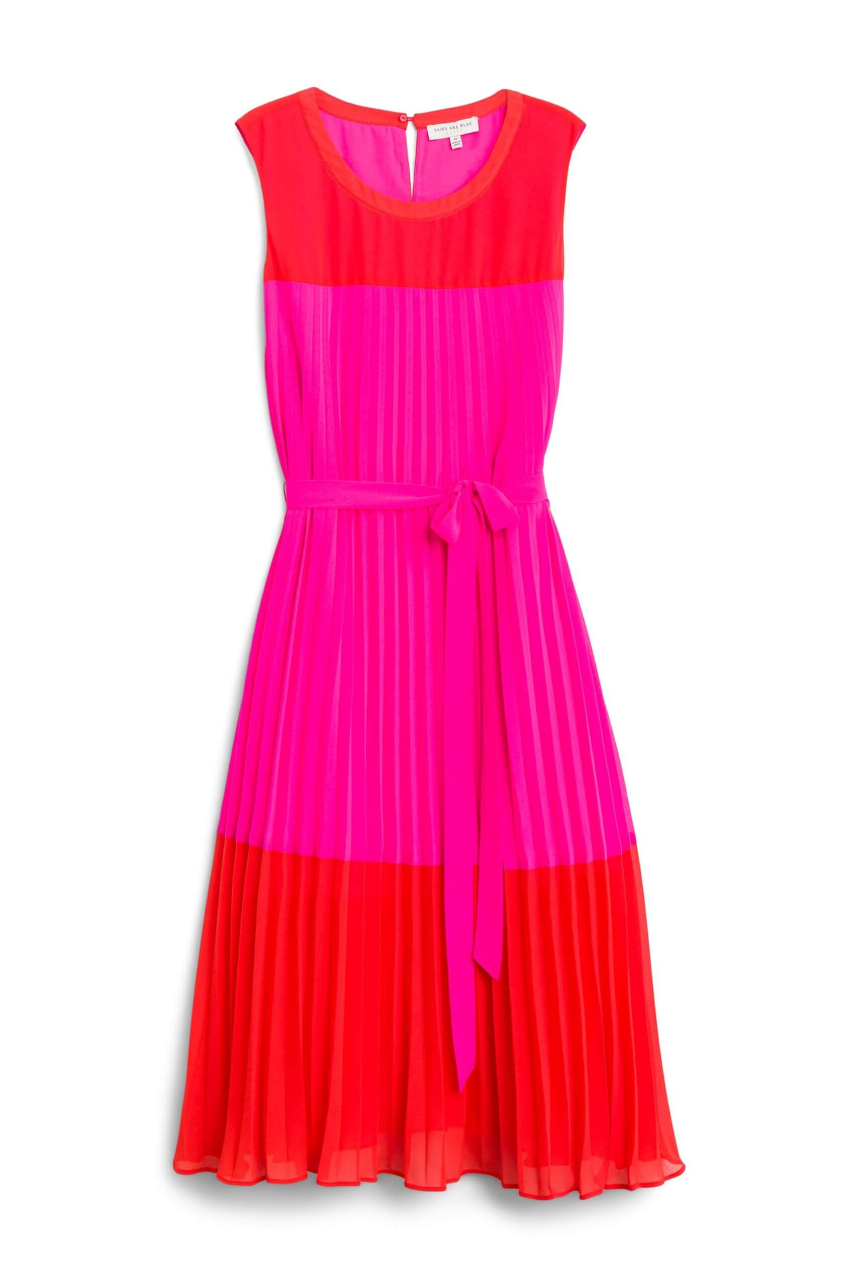 Stitch Fix women’s fuchsia and red dress with tie waist.