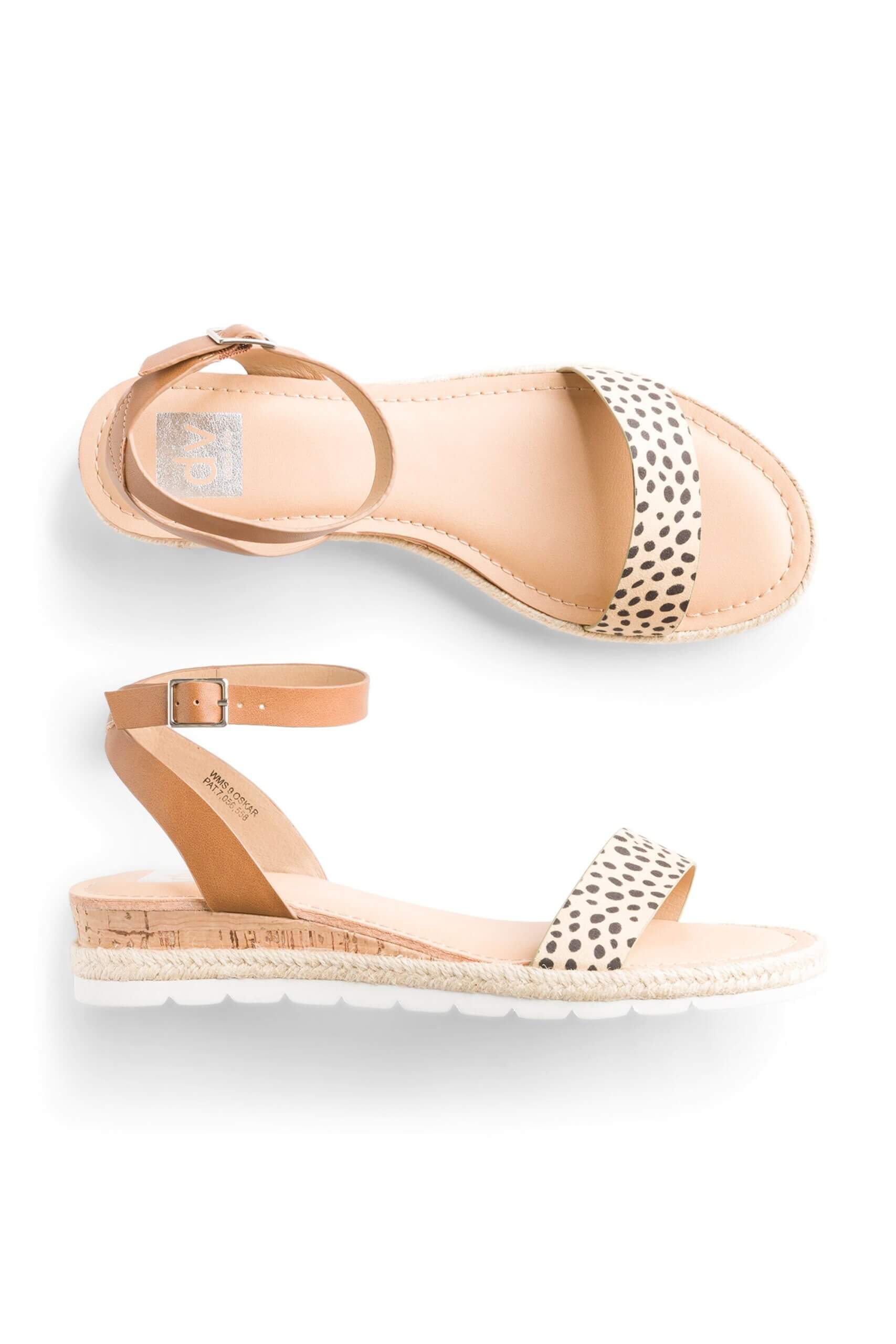 Stitch Fix women's tan animal print strappy sandals.