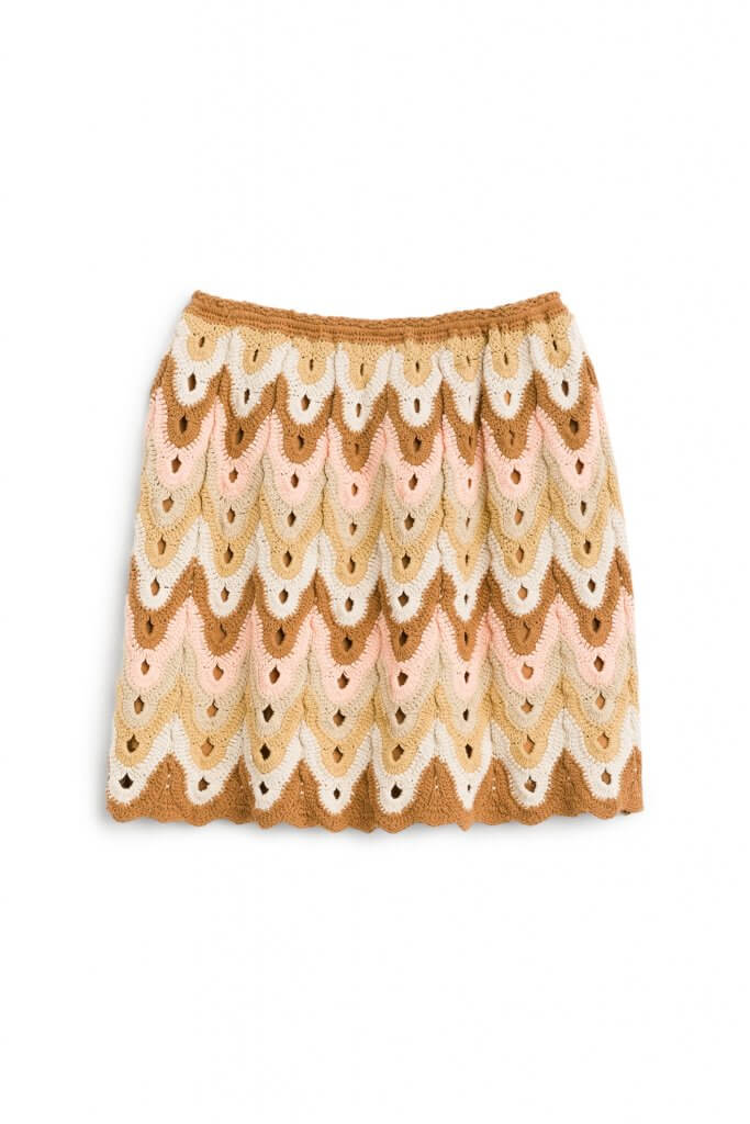 Stitch Fix women’s brown, pink and white crochet skirt.