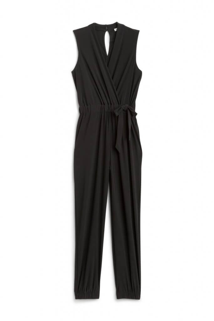 Stitch Fix Women’s black sleeveless jumpsuit with tie-waist.