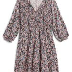 Stitch Fix women's long-sleeve floral print smocked bodice dress.