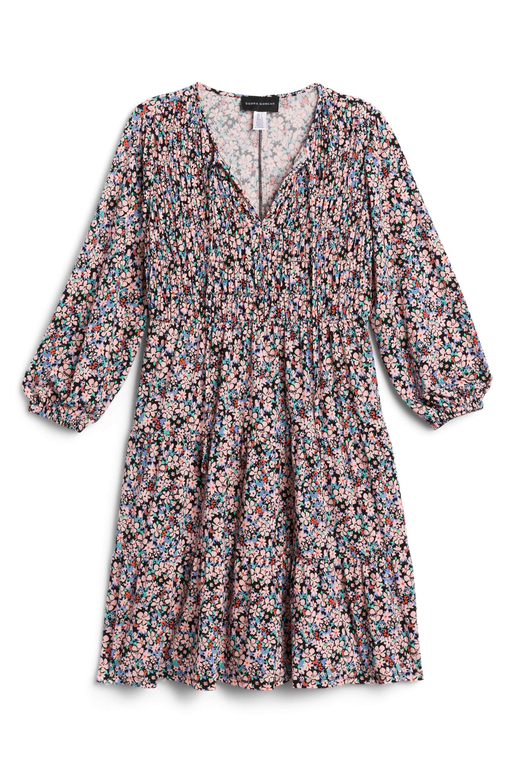 Stitch Fix women's long-sleeve floral print smocked bodice dress.