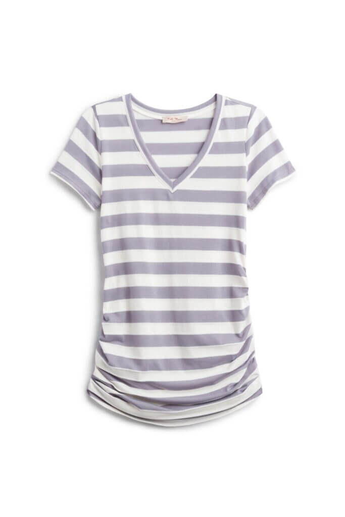 Stitch Fix women’s grey and white striped maternity T-shirt.