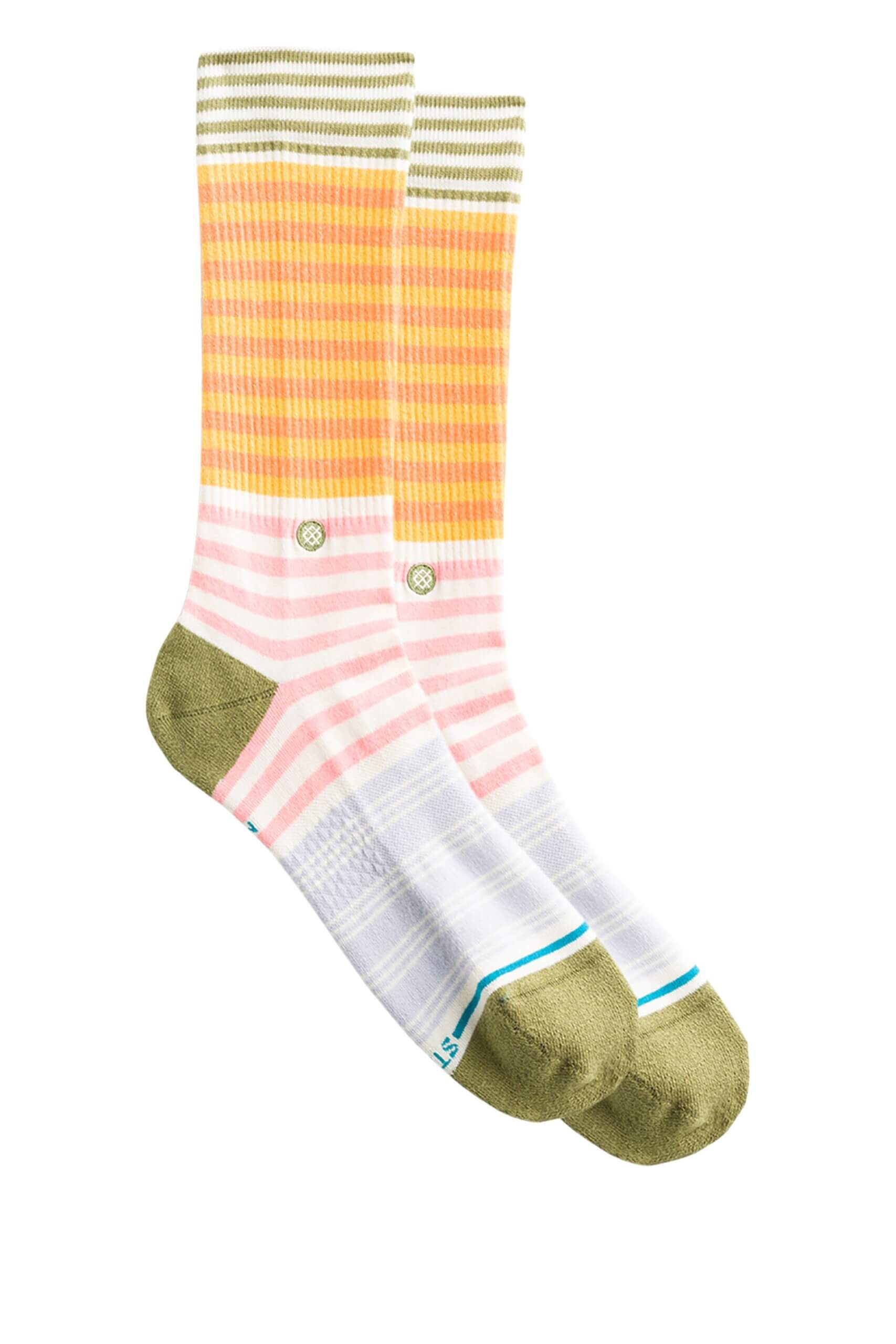 Stitch Fix women's yellow, green, pink and blue striped socks.
