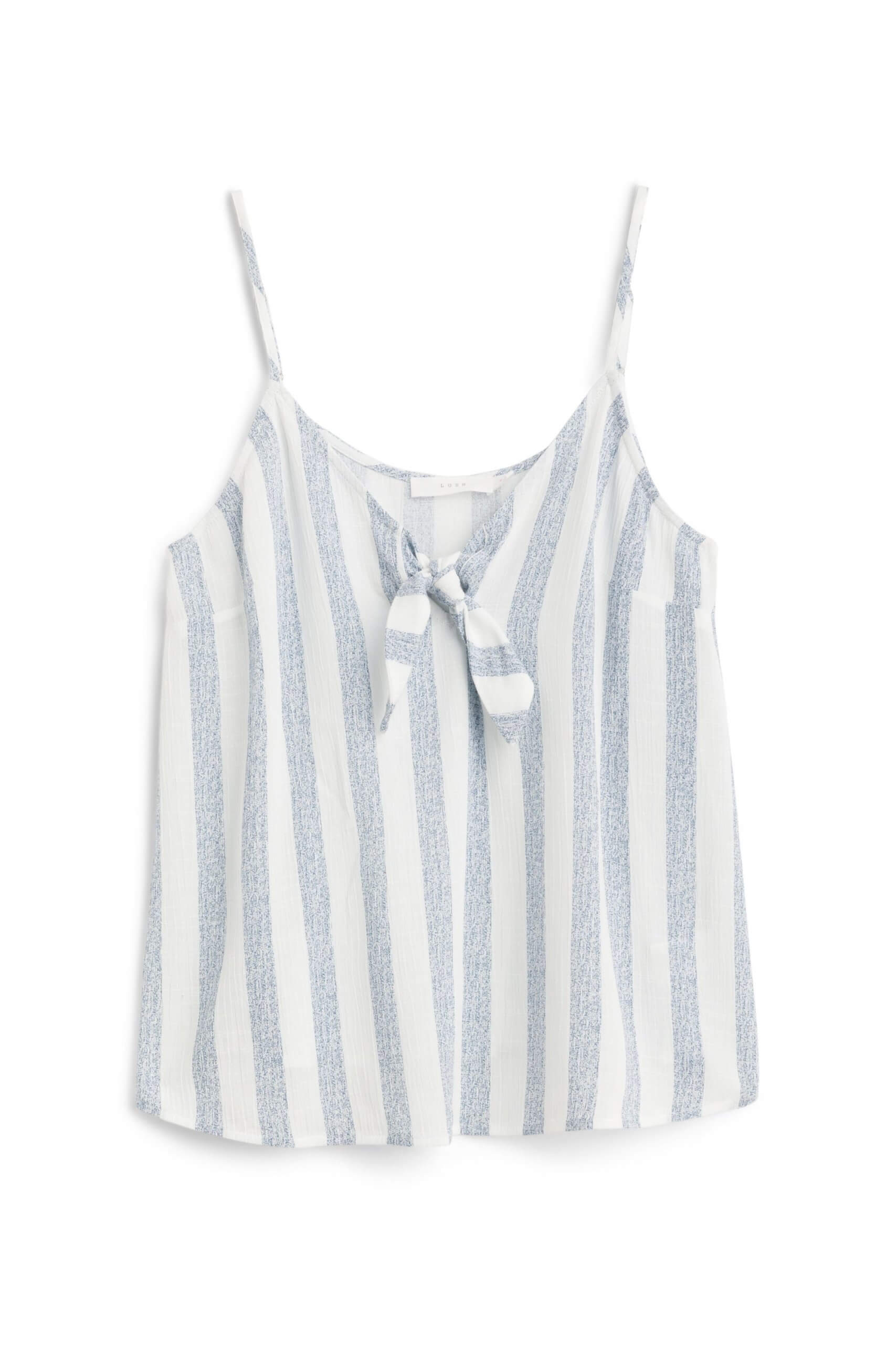 Stitch Fix Women's white and baby blue striped cami tank.