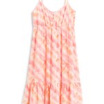 Stitch Fix women’s sleeveless pink and orange tie-dye print maxi dress.